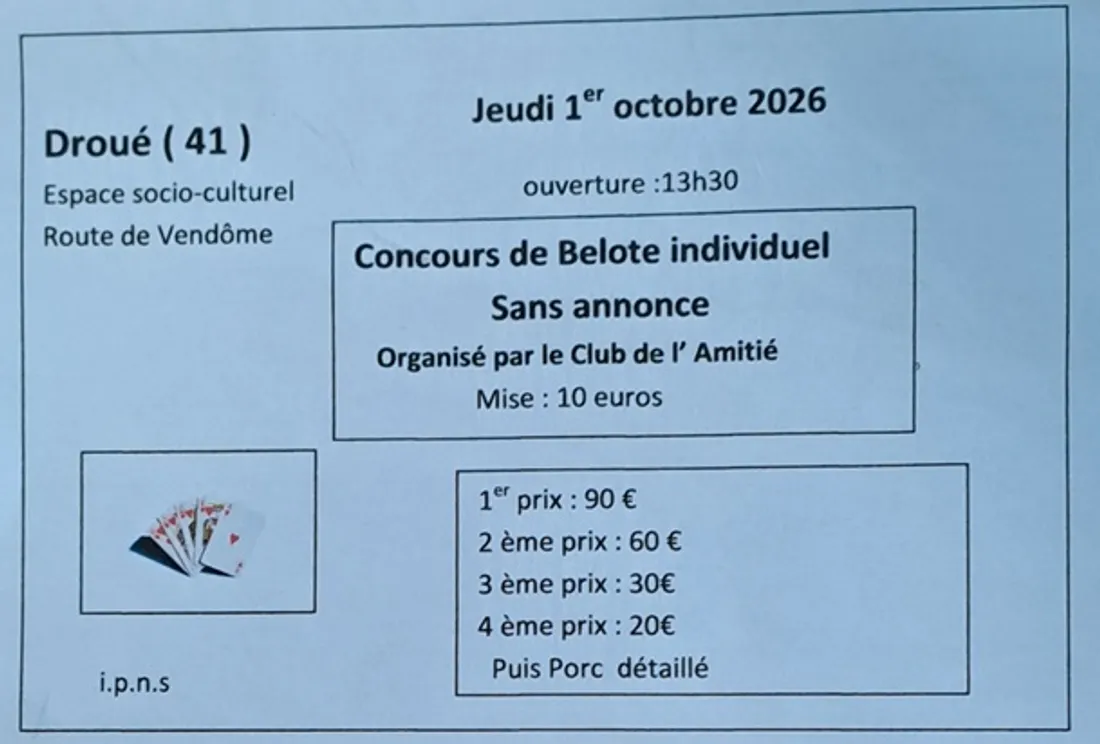 DROUÉ (41) - Concours de belote du club de l'amitié