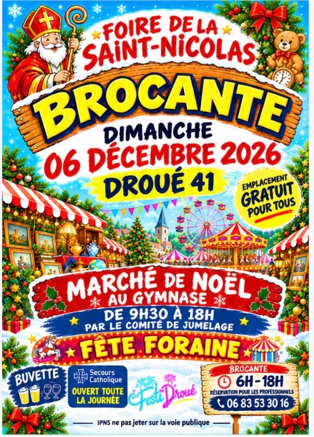 DROUÉ (41) - Foire de la Saint Nicolas, brocante et Marché de Noël