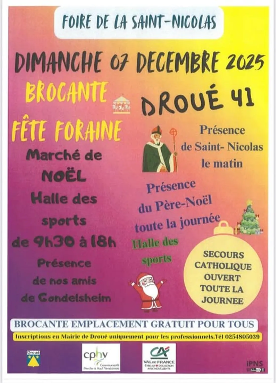 DROUÉ (41) - Foire de la Saint Nicolas, Marché de Noël, brocante