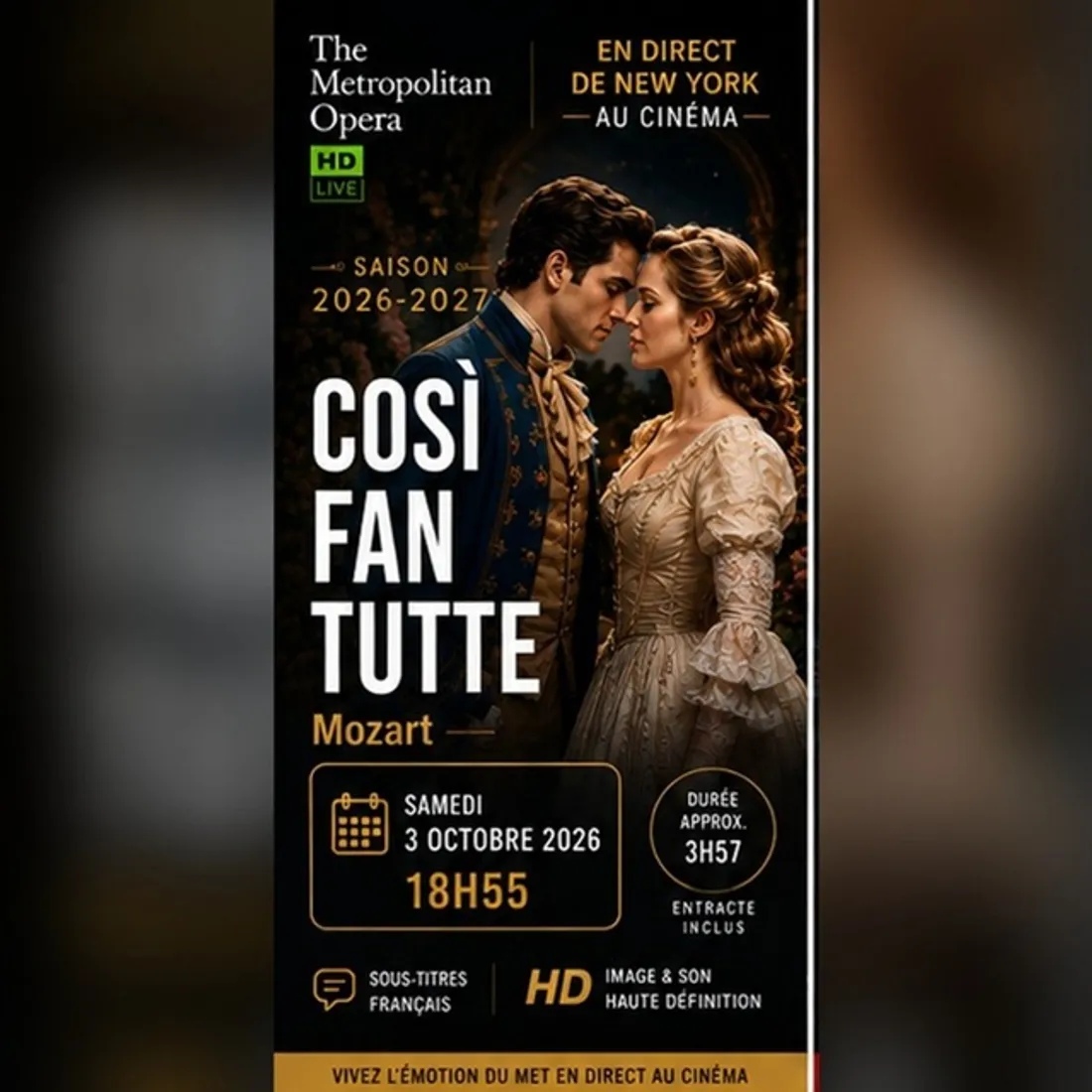 CHARTRES - En direct de New York : Cosi Fan Tutte