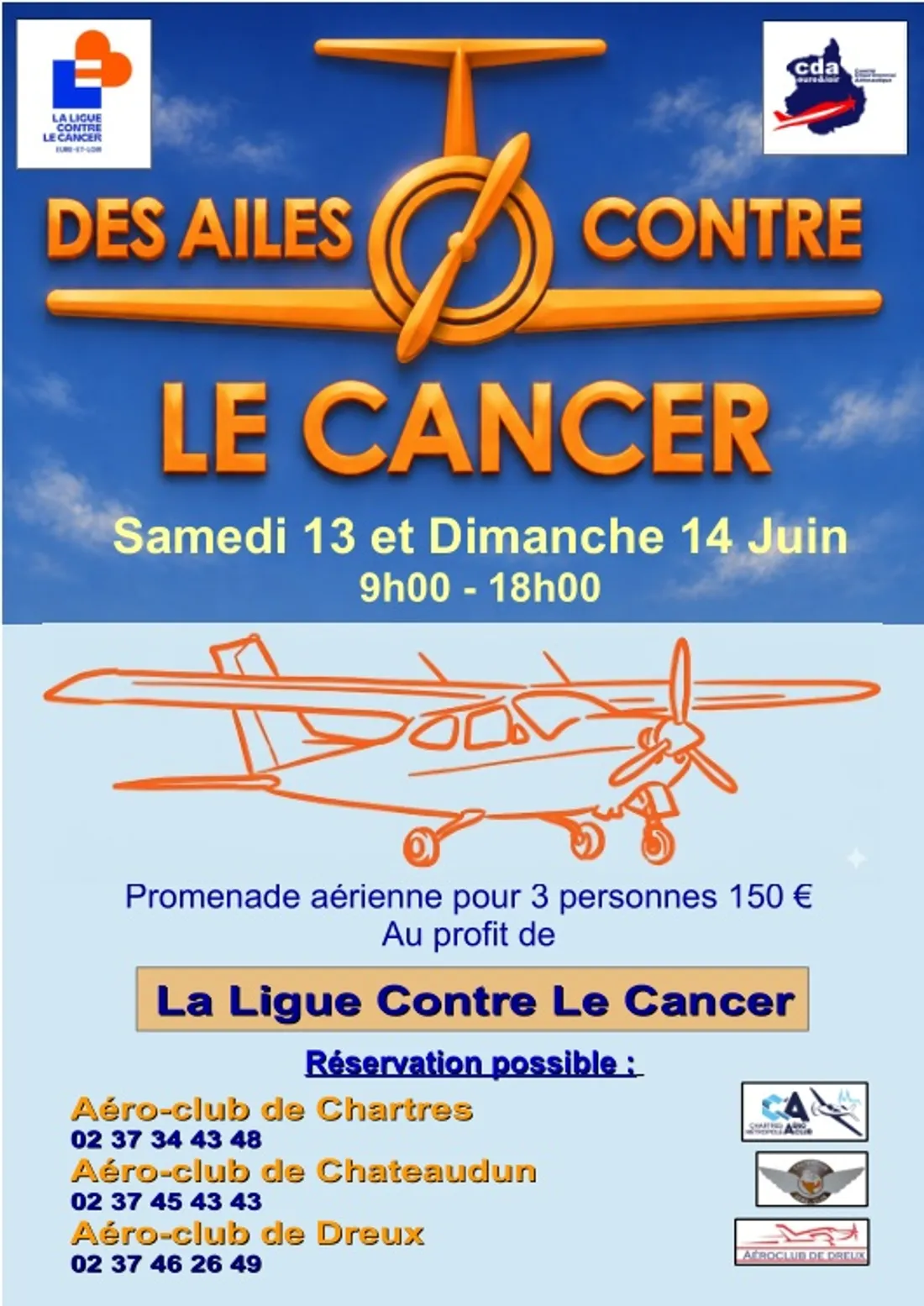 CHARTRES / CHÂTEAUDUN / DREUX - Des ailes contre le cancer