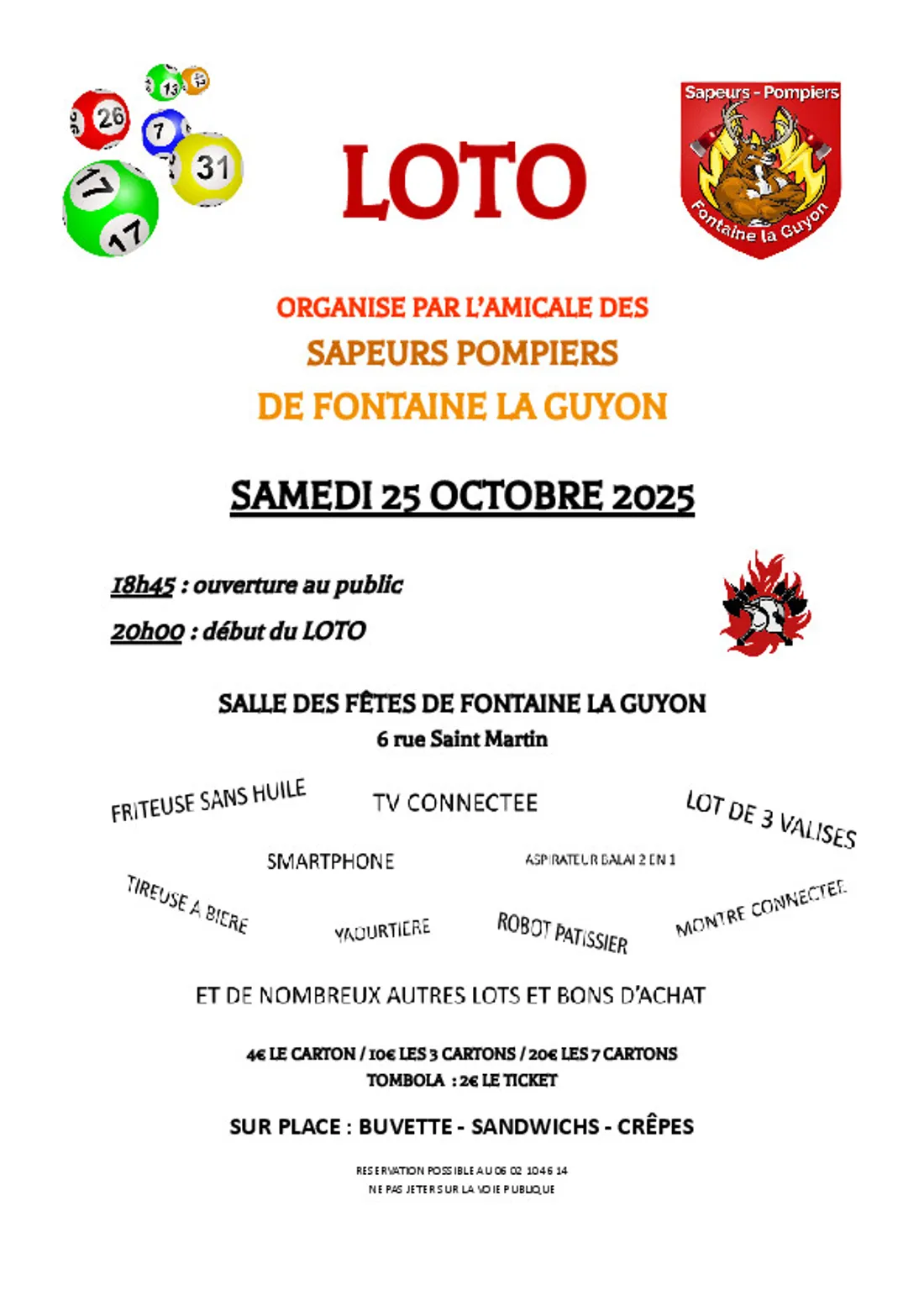 FONTAINE-LA-GUYON - Loto de l'Amicale des sapeurs-pompiers