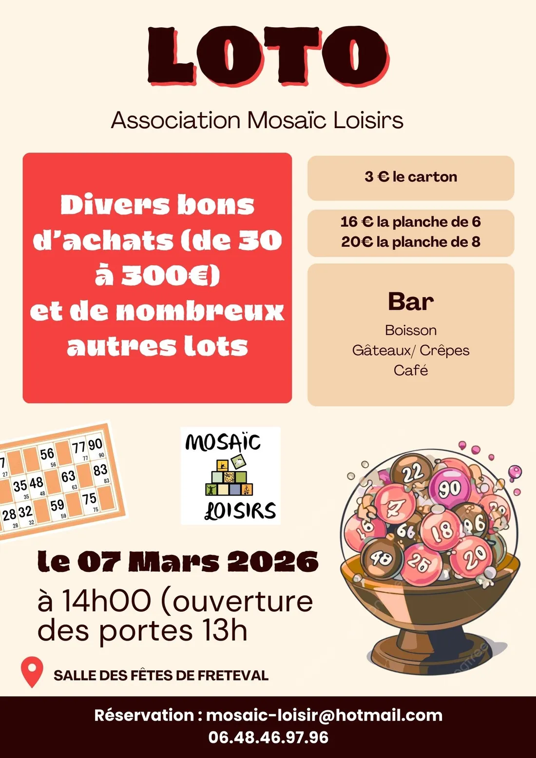 FRÉTEVAL (41) - Loto de Mosaïc Loisirs