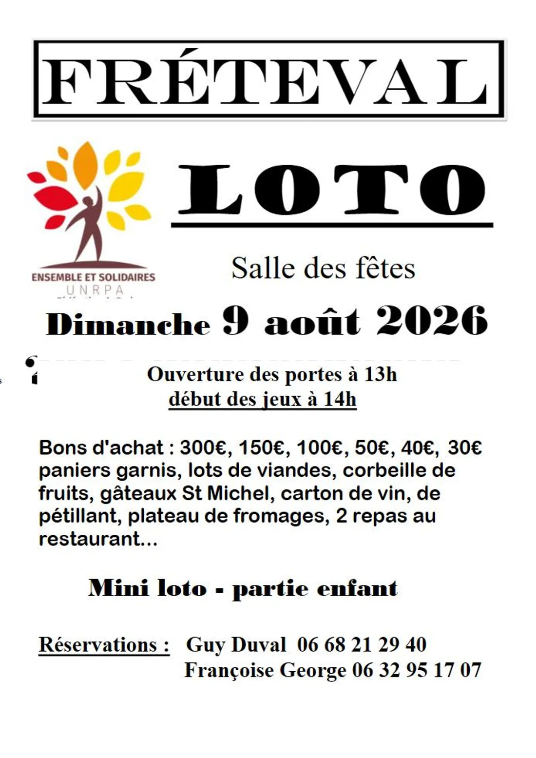 FRÉTEVAL (41) - Loto de l'UNRPA