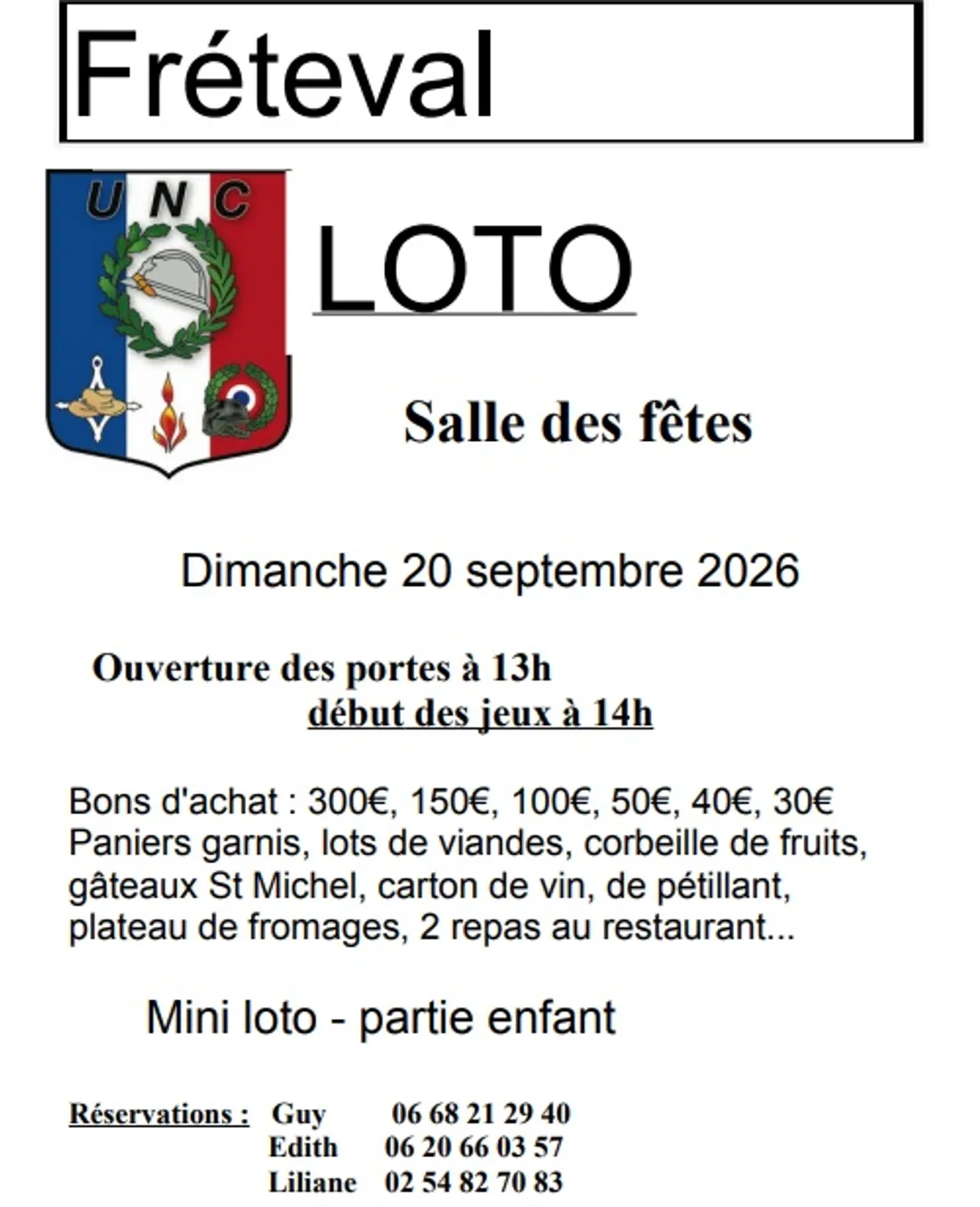 FRÉTEVAL (41) - Loto de l'UNC