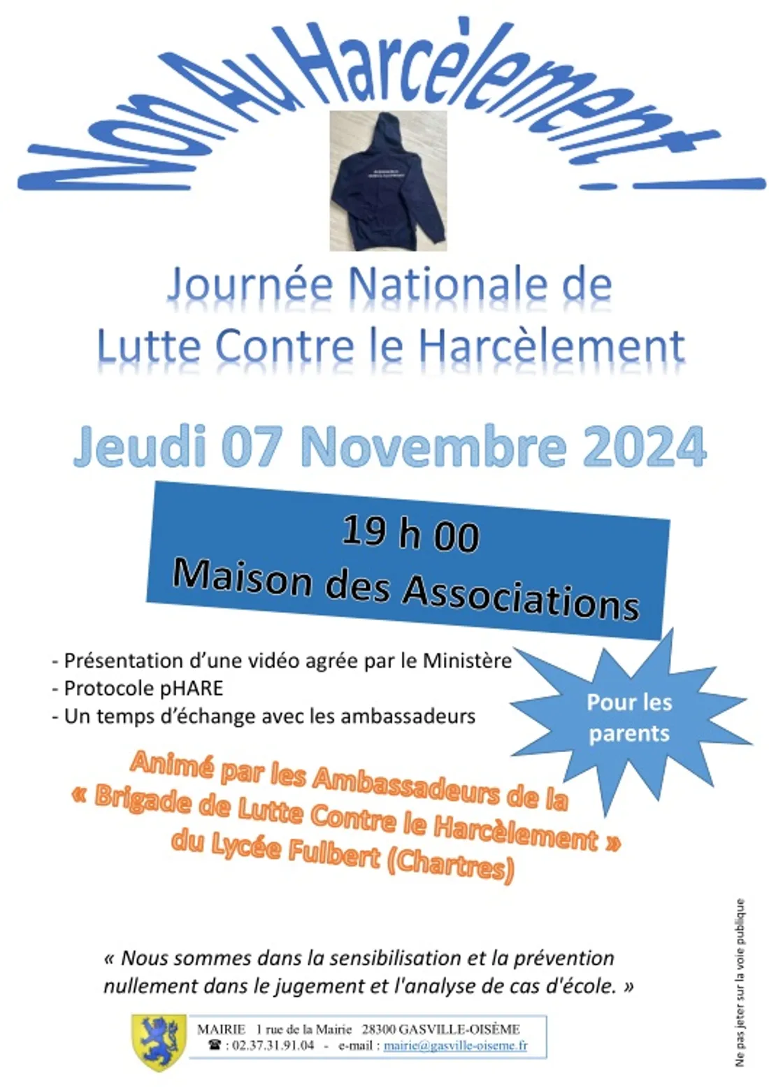 GASVILLE-OISÈME - Non au harcèlement