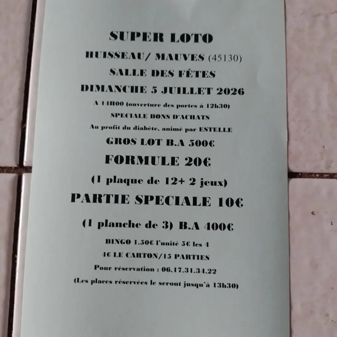 HUISSEAU-SUR-MAUVES (45) - Loto