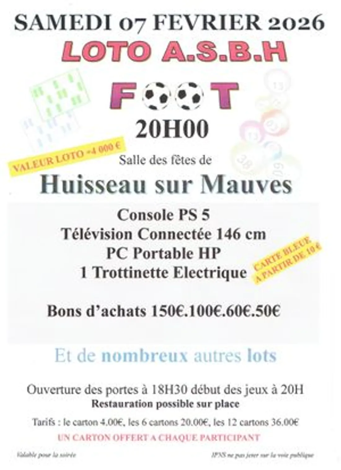 HUISSEAU-SUR-MAUVES (45) - Loto de l'ASBH
