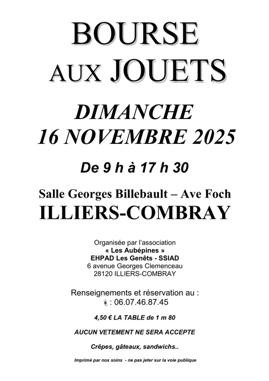 ILLIERS-COMBRAY - Bourse aux jouets des Aubépines