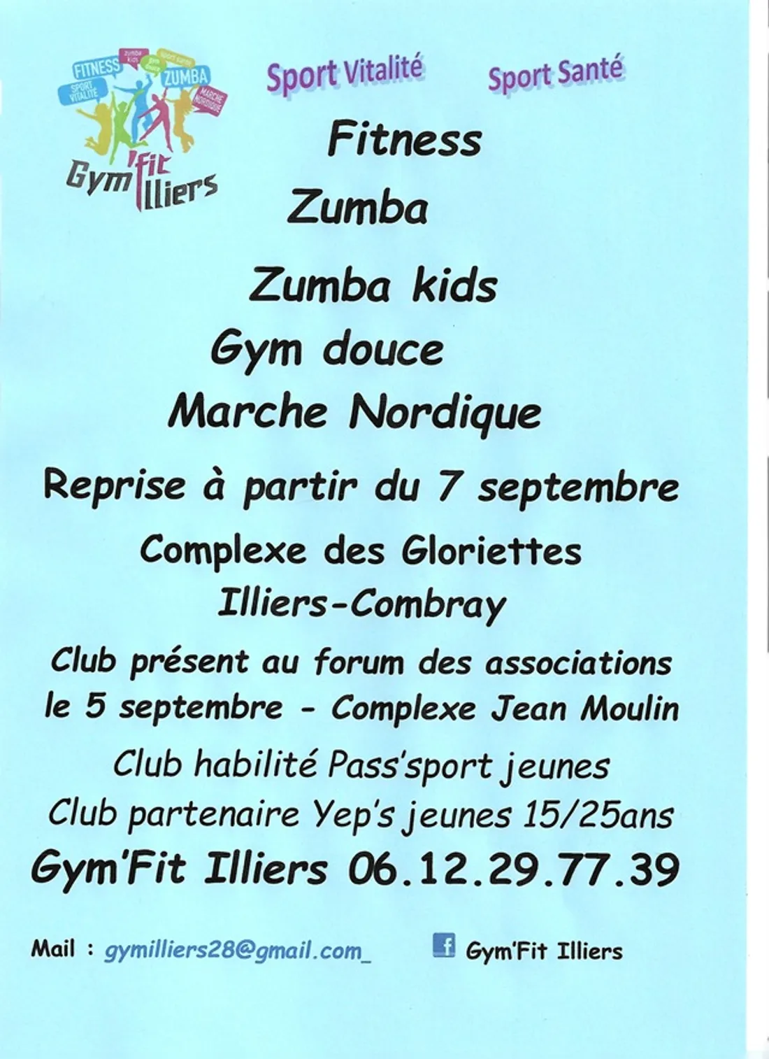 ILLIERS-COMBRAY - Reprise des cours de Fitness, Zumba, Zumba kids, Gym douce et Marche nordique