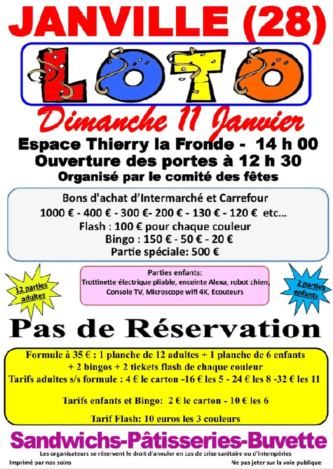 JANVILLE - Loto du comité des fêtes