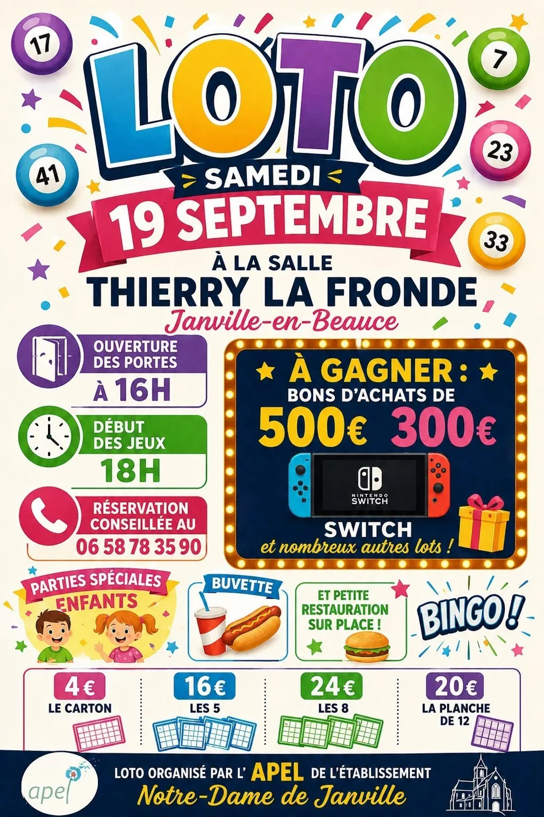 JANVILLE - Loto de l'APEL de l'établissement Notre-Dame