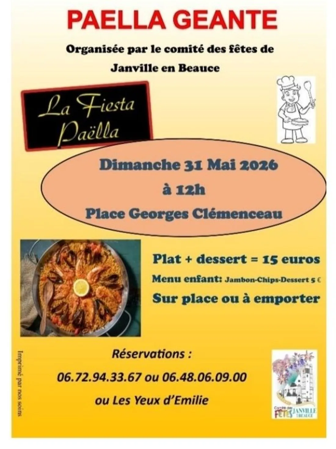 JANVILLE - Paëlla géante du comité des fêtes
