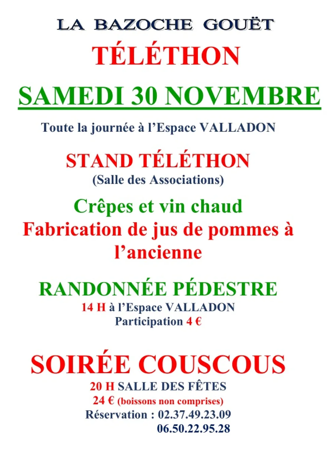 LA BAZOCHE-GOUËT - Téléthon