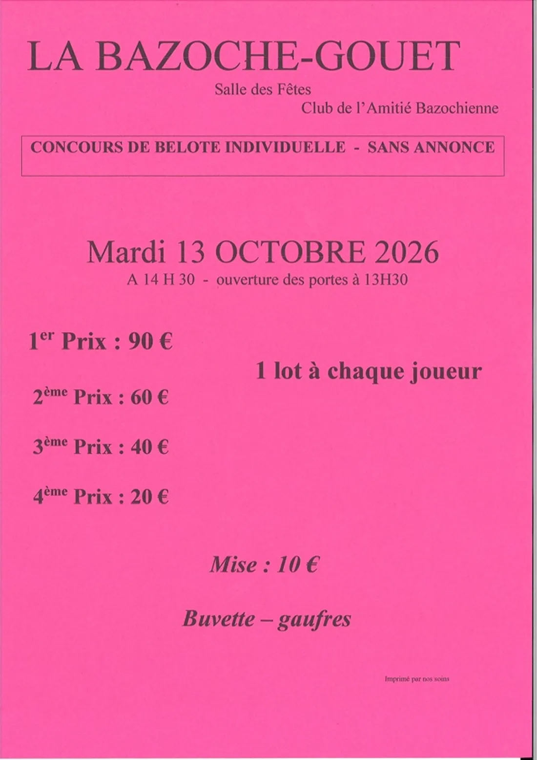 LA BAZOCHE-GOUËT - Concours de belote