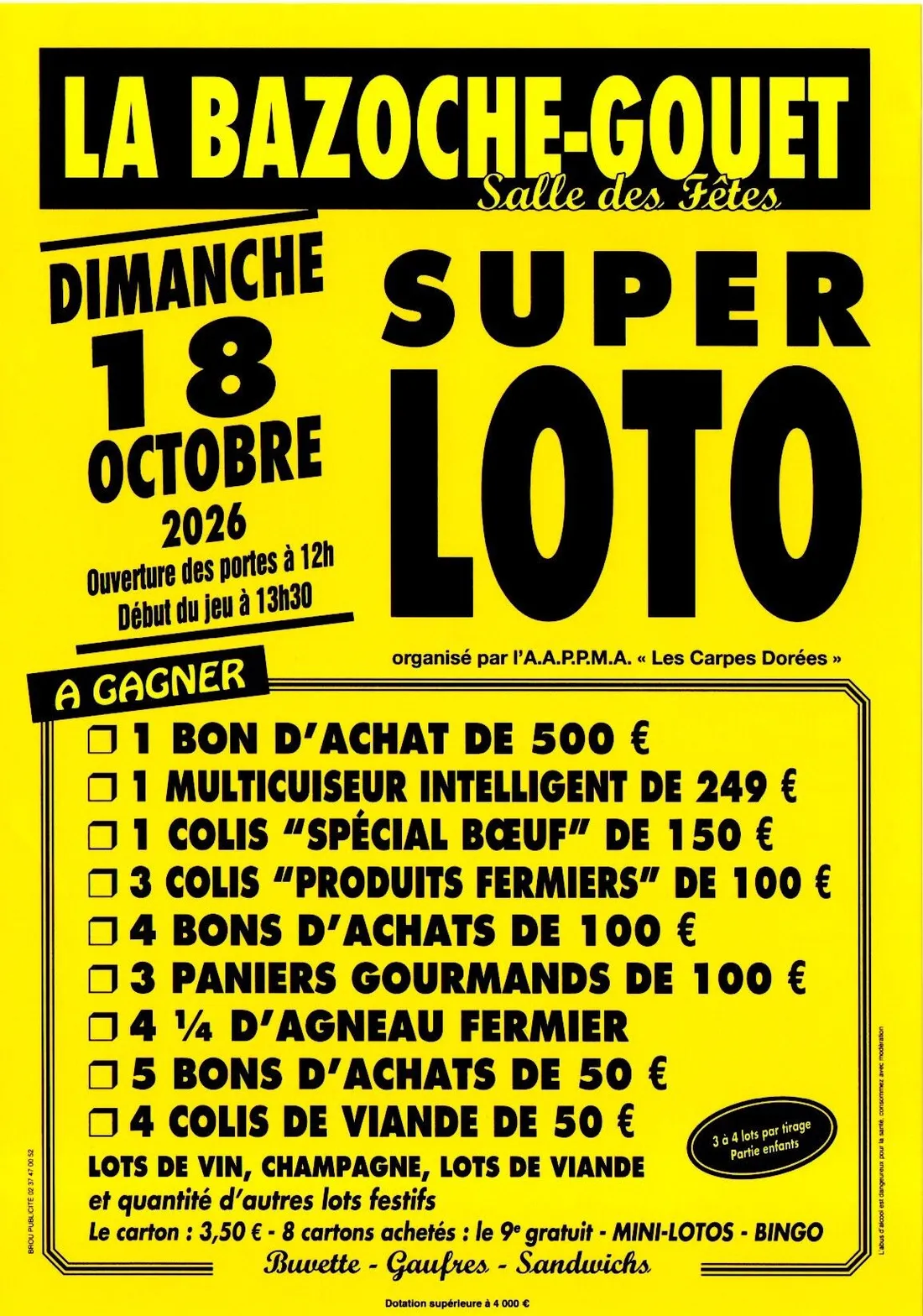 LA BAZOCHE-GOUËT - Super loto des Carpes Dorées