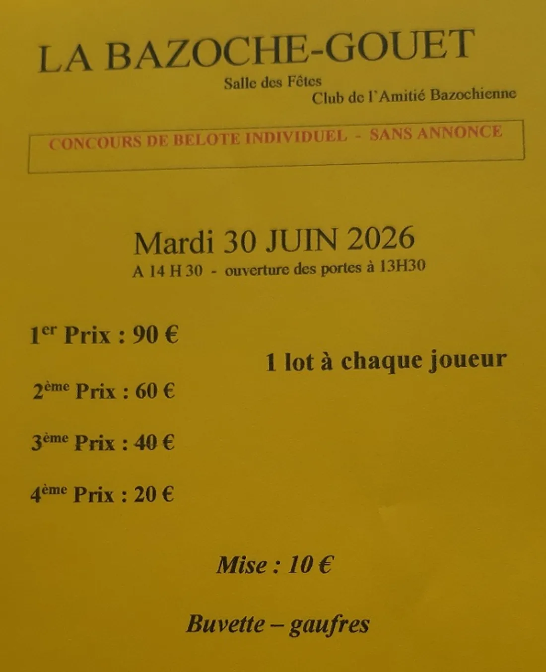 LA BAZOCHE-GOUËT - Concours de belote