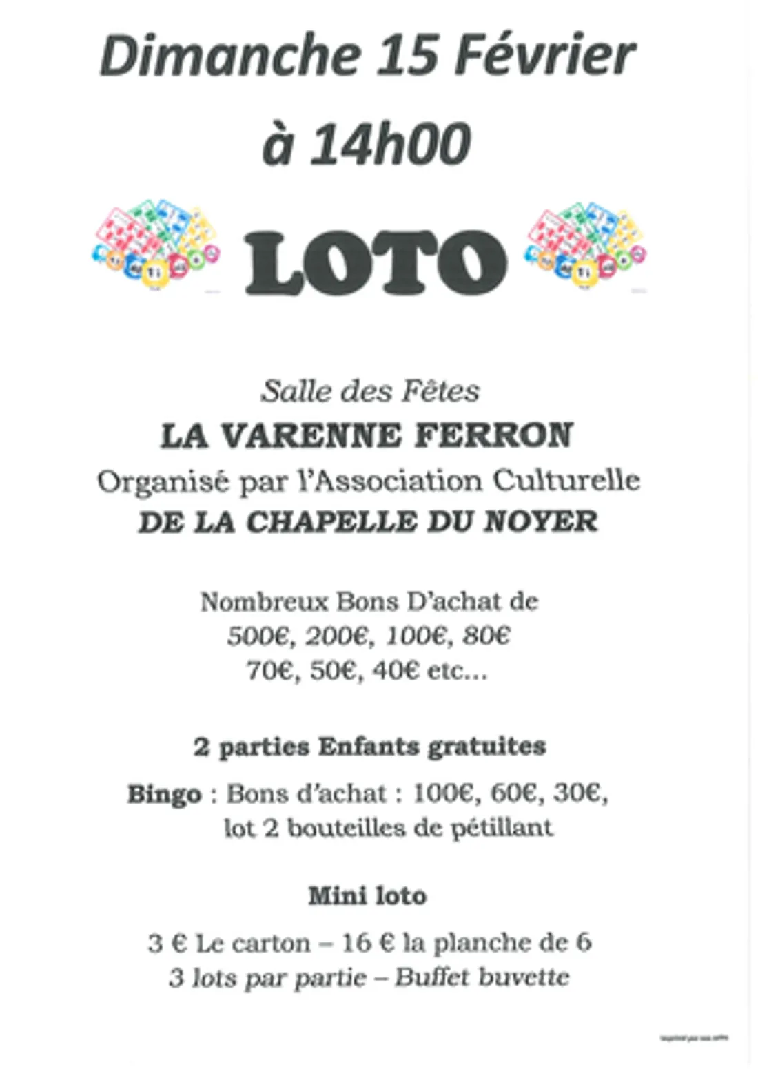 LA CHAPELLE-DU-NOYER - Loto de l'association culturelle