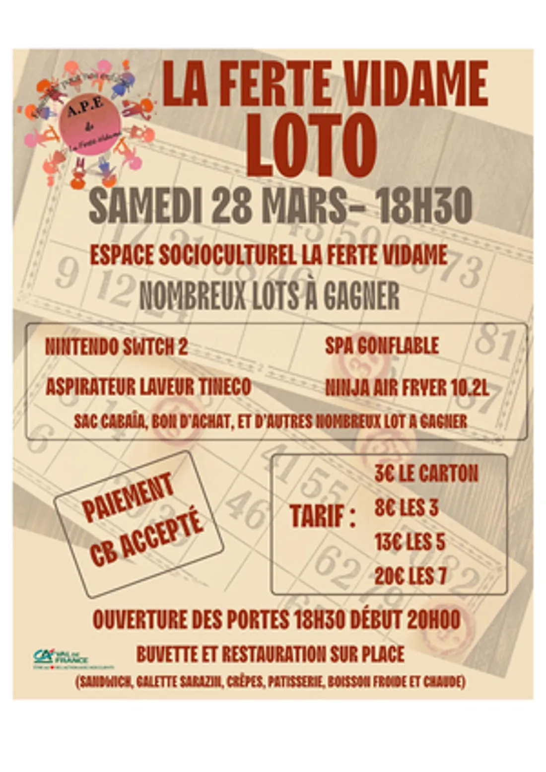 LA FERTÉ-VIDAME - Loto de l'APE
