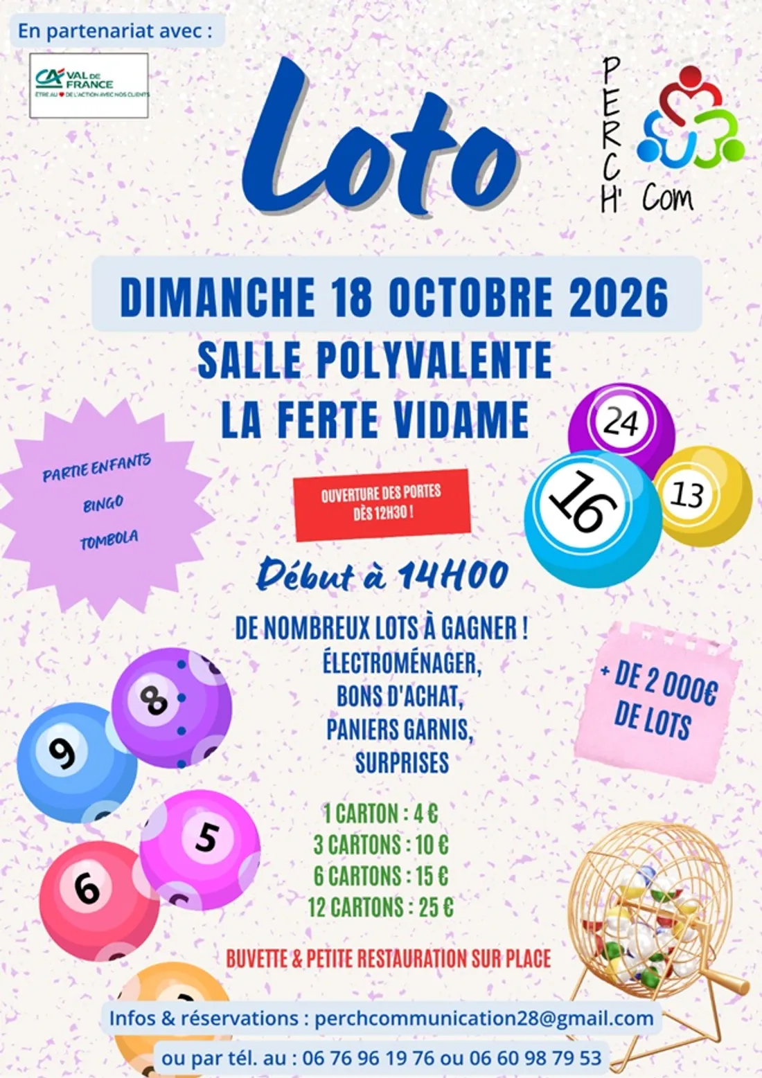 LA FERTÉ-VIDAME - Loto de l'Association Perch'Com