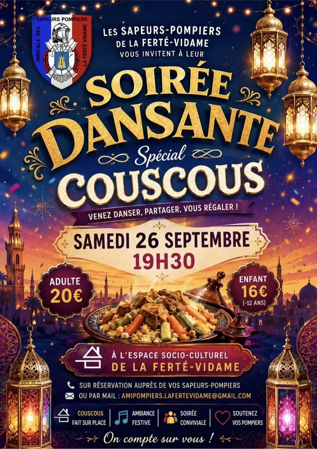 LA FERTÉ-VIDAME - Soirée dansante spécial couscous des sapeurs-pompiers