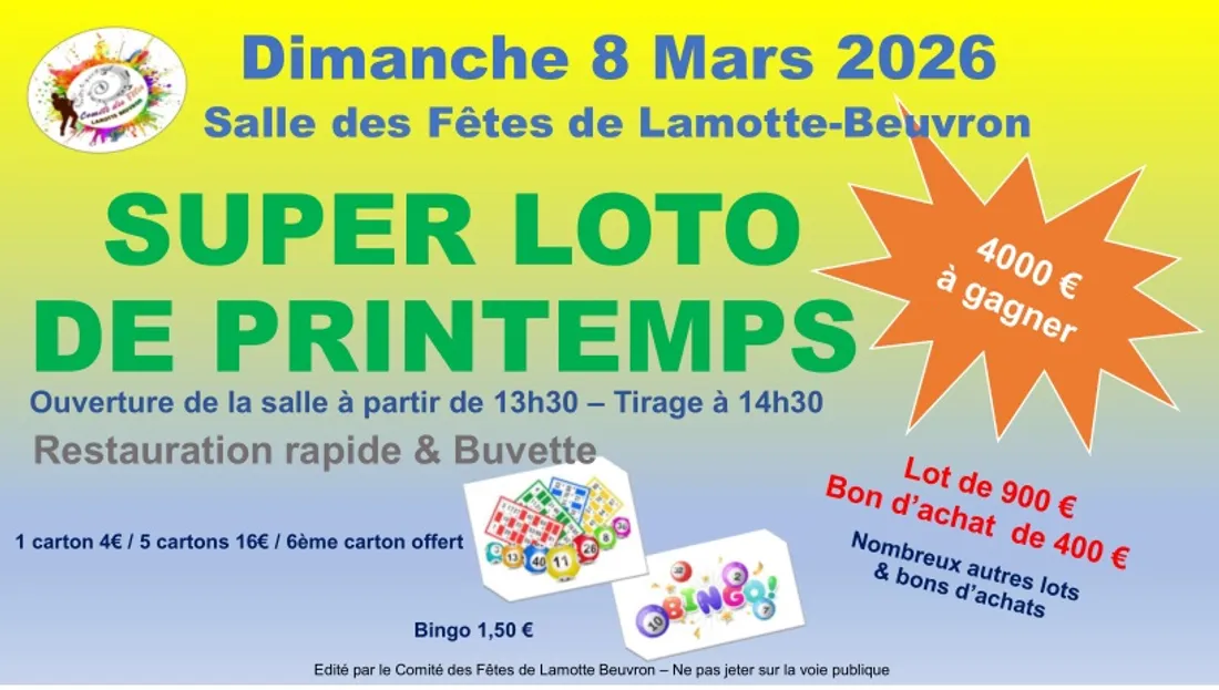 LAMOTTE-BEUVRON (41) - Loto du comité des fêtes