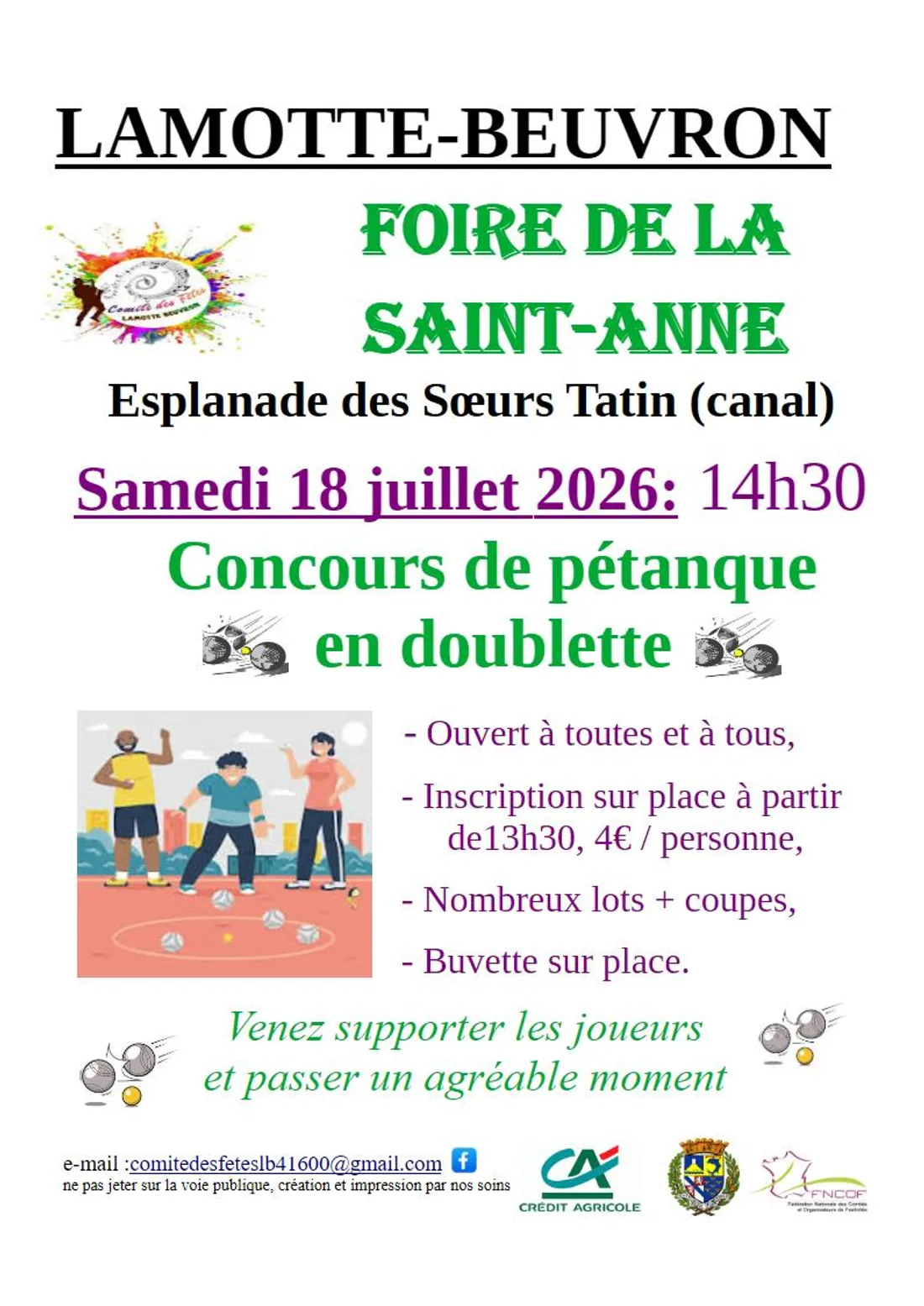 LAMOTTE-BEUVRON (41) - Foire de la Sainte-Anne : Concours de pétanque