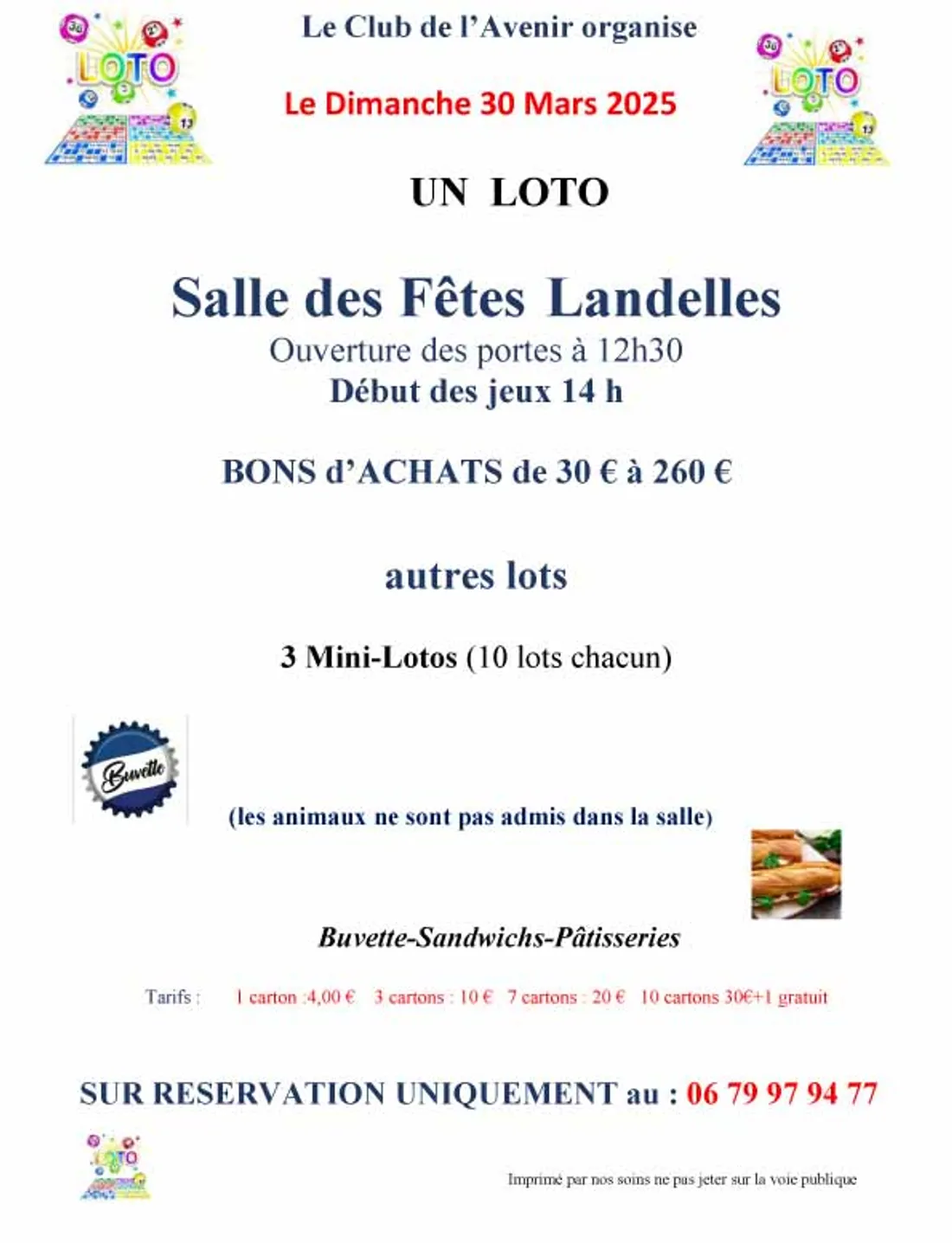 LANDELLES - Loto du Club de l'Avenir