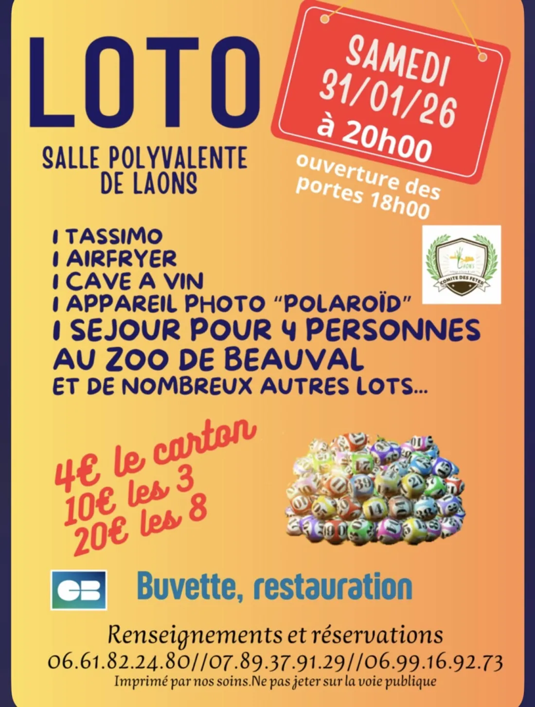 LAONS - Loto du comité des fêtes