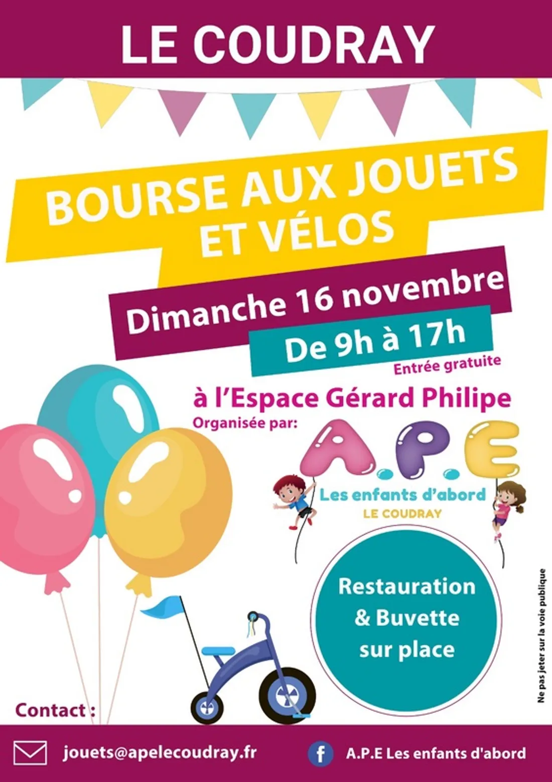 LE COUDRAY - Bourse aux jouets de l'APE