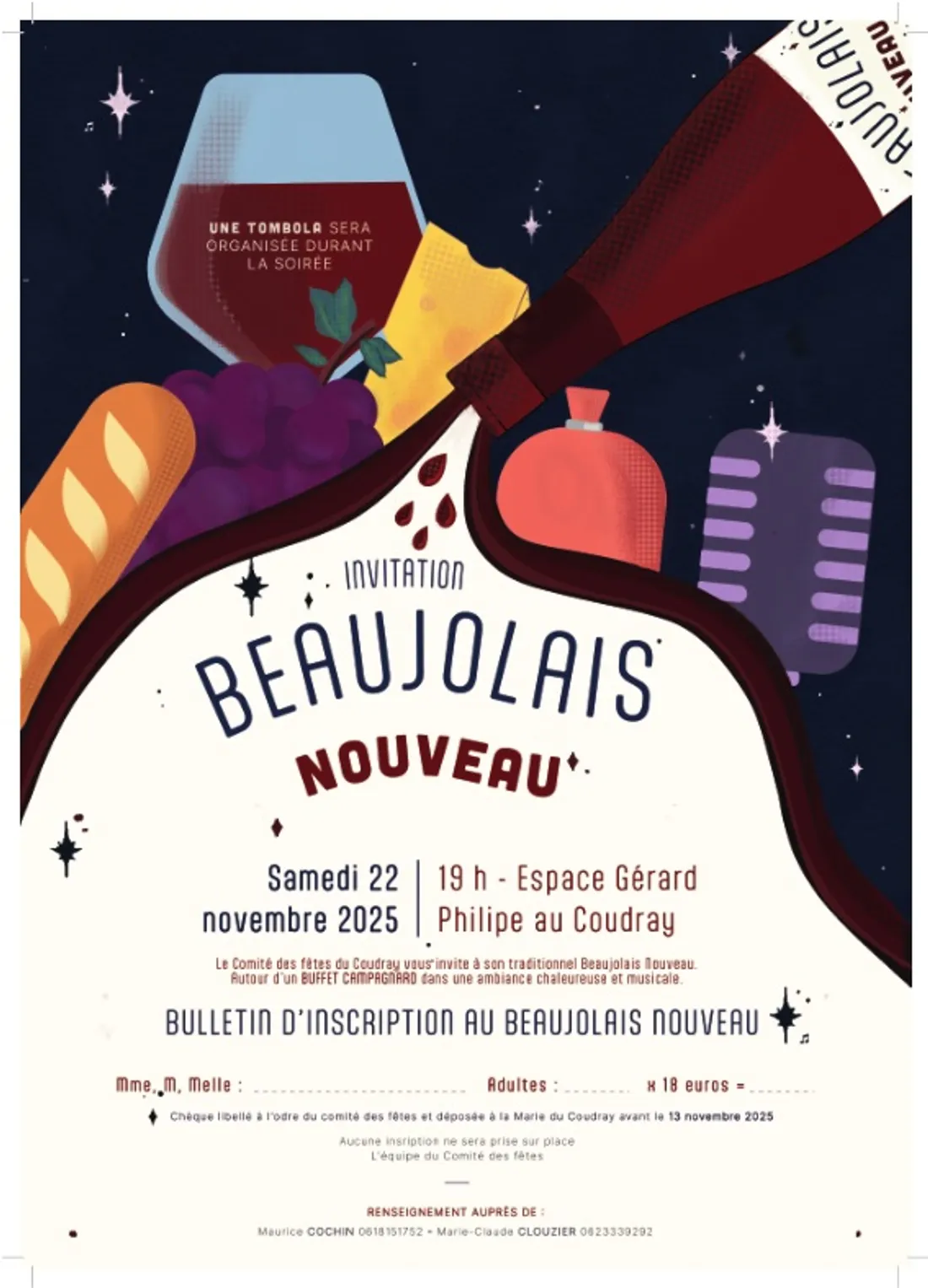 LE COUDRAY - Soirée Beaujolais Nouveau du comité des fêtes
