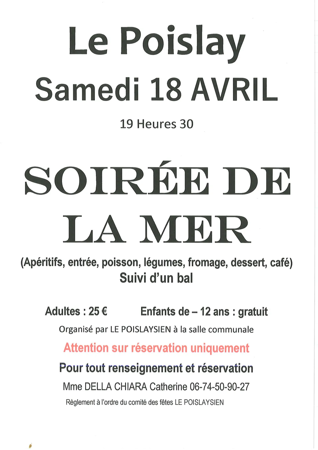 LE POISLAY (41) - Soirée de la mer du comité des fêtes