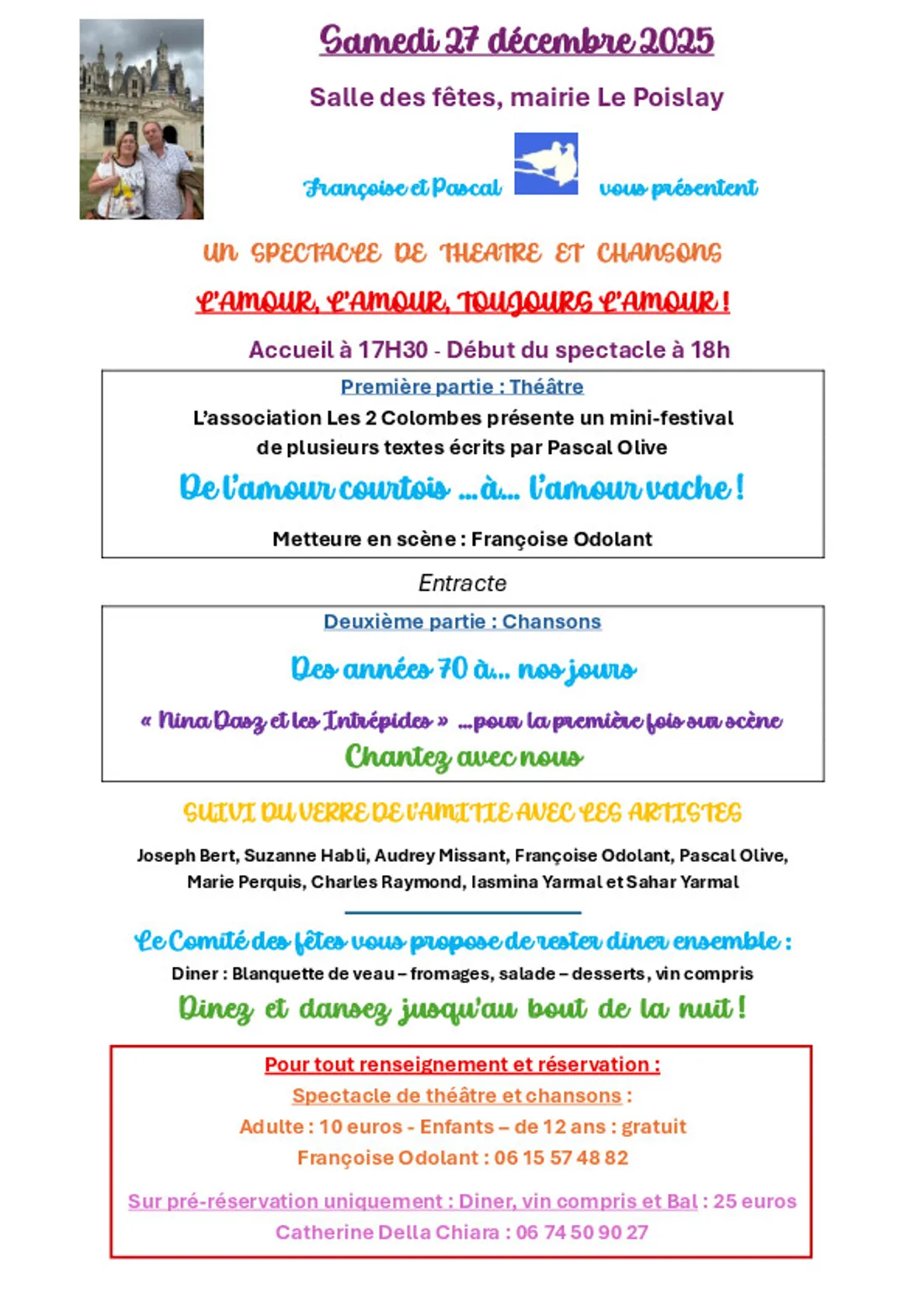 LE POISLAY (41) - Spectacle : L'amour, l'amour, toujours l'amour !