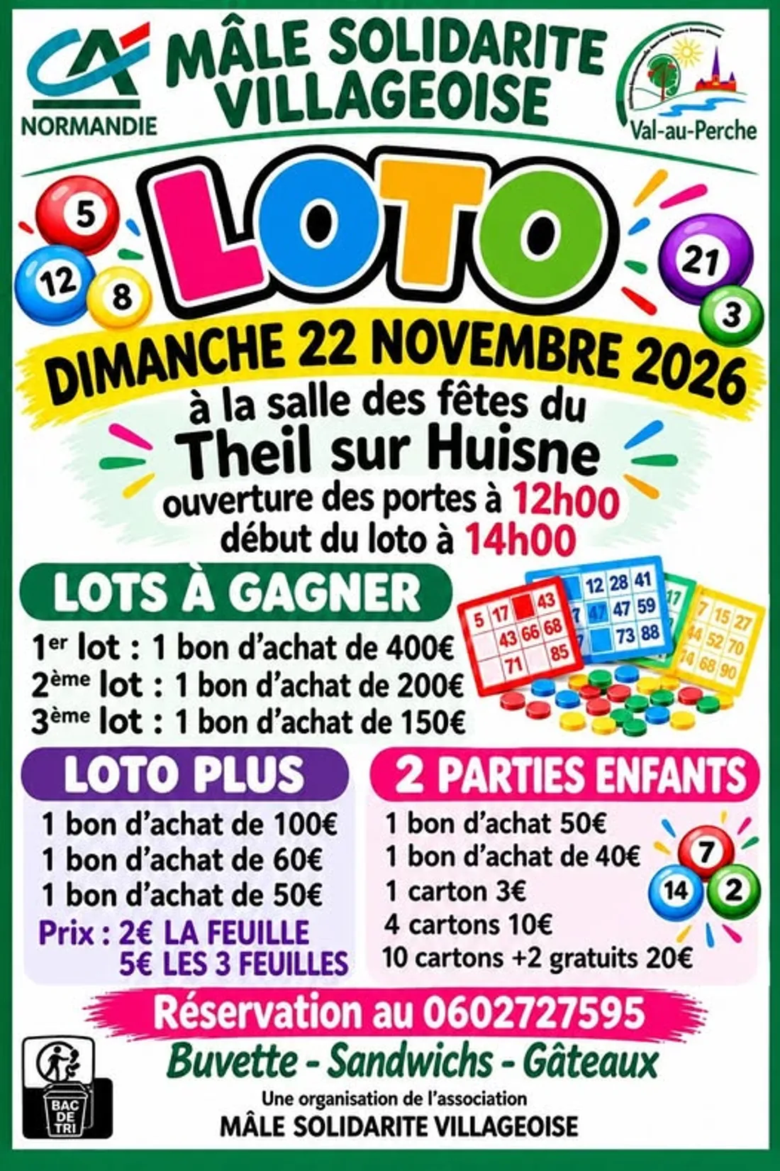LE THEIL-SUR-HUISNE (61) - Loto de Mâle Solidarité Villageoise