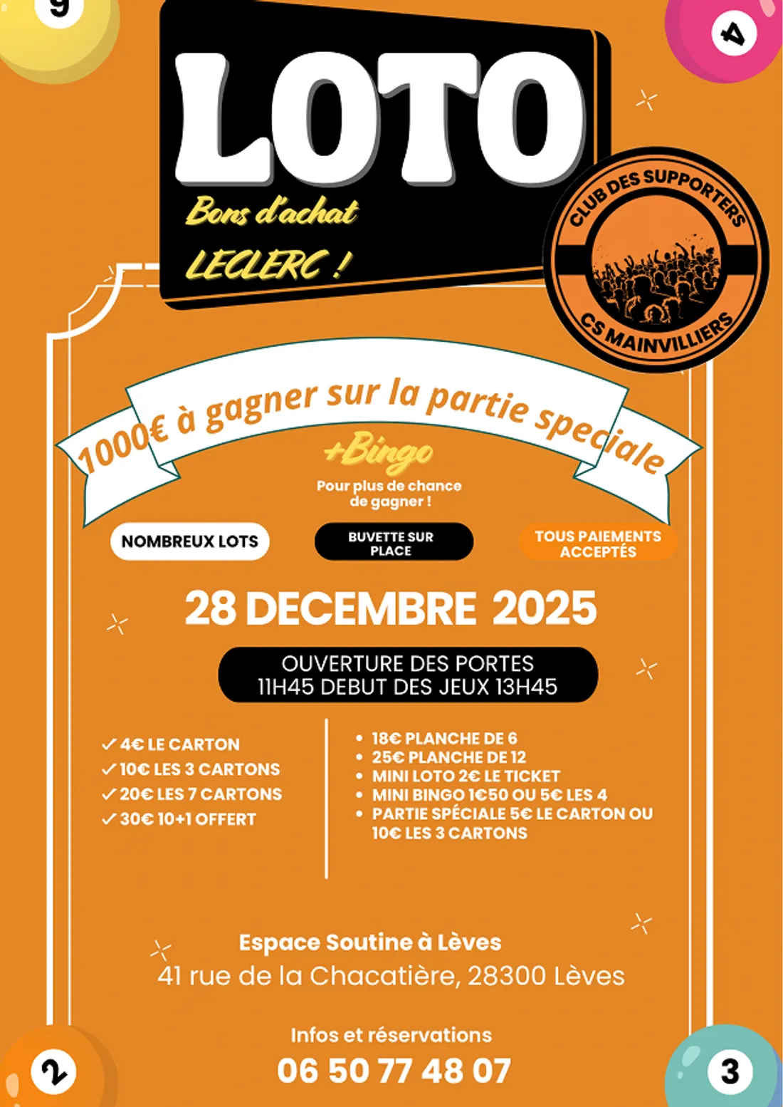 LÈVES - Loto du club des supporters du CSM Football