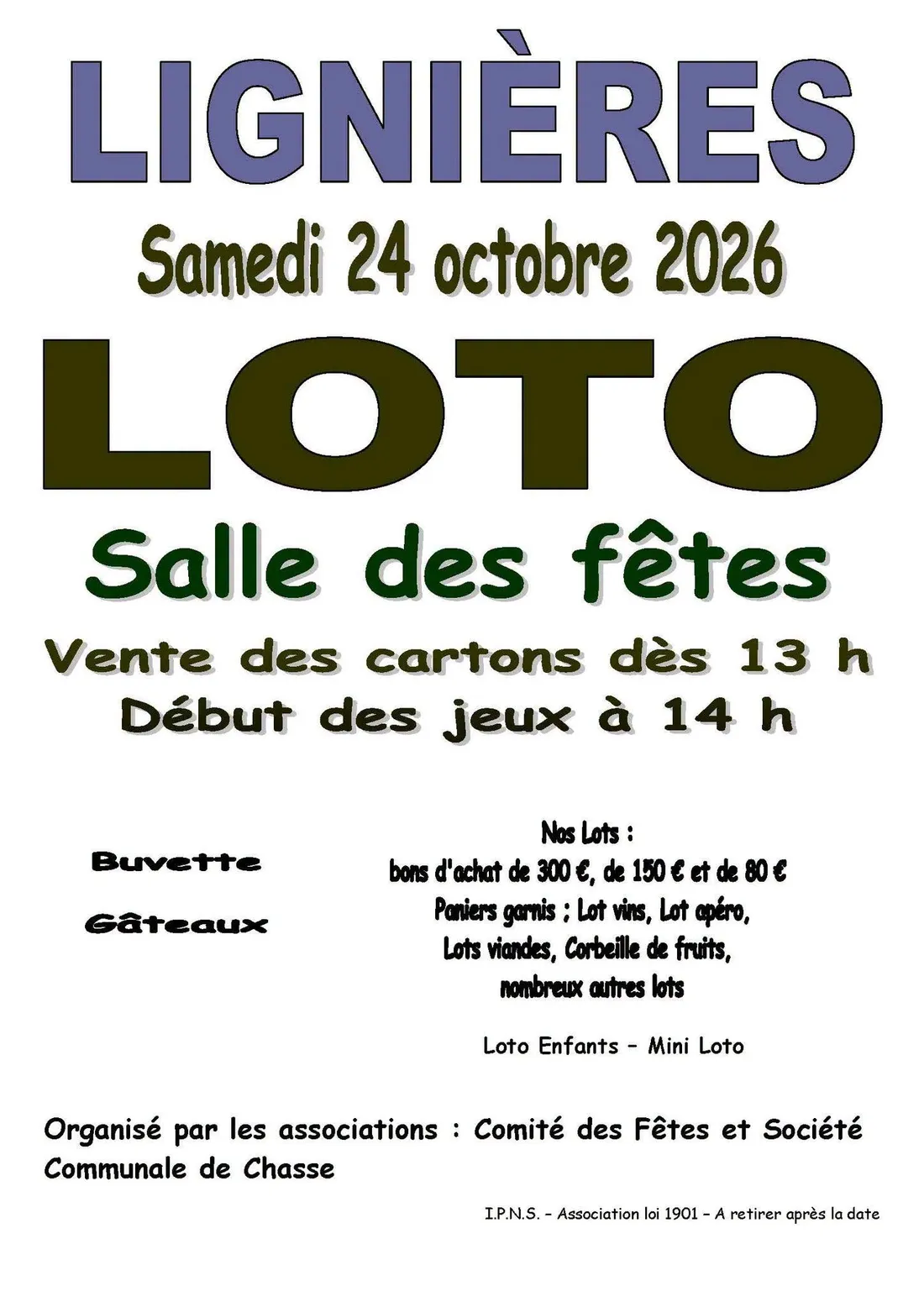 LIGNÈRES (41) - Loto du comité des fêtes