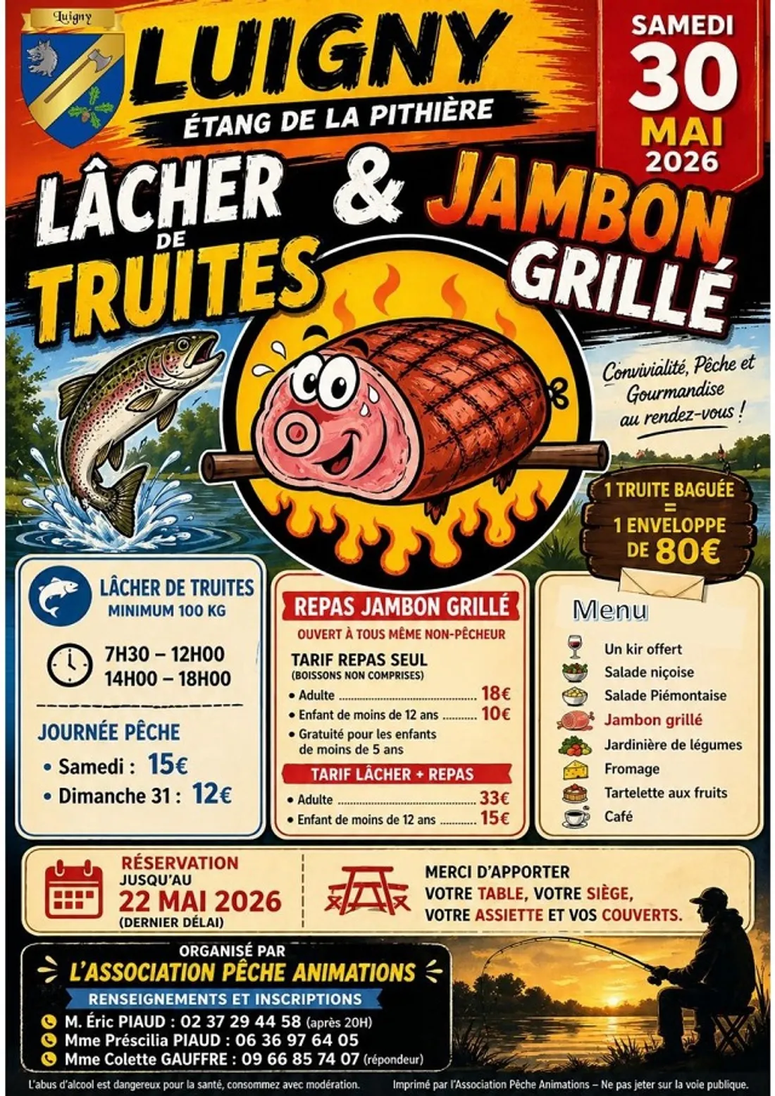 LUIGNY - Lâcher de truite et jambon grillé