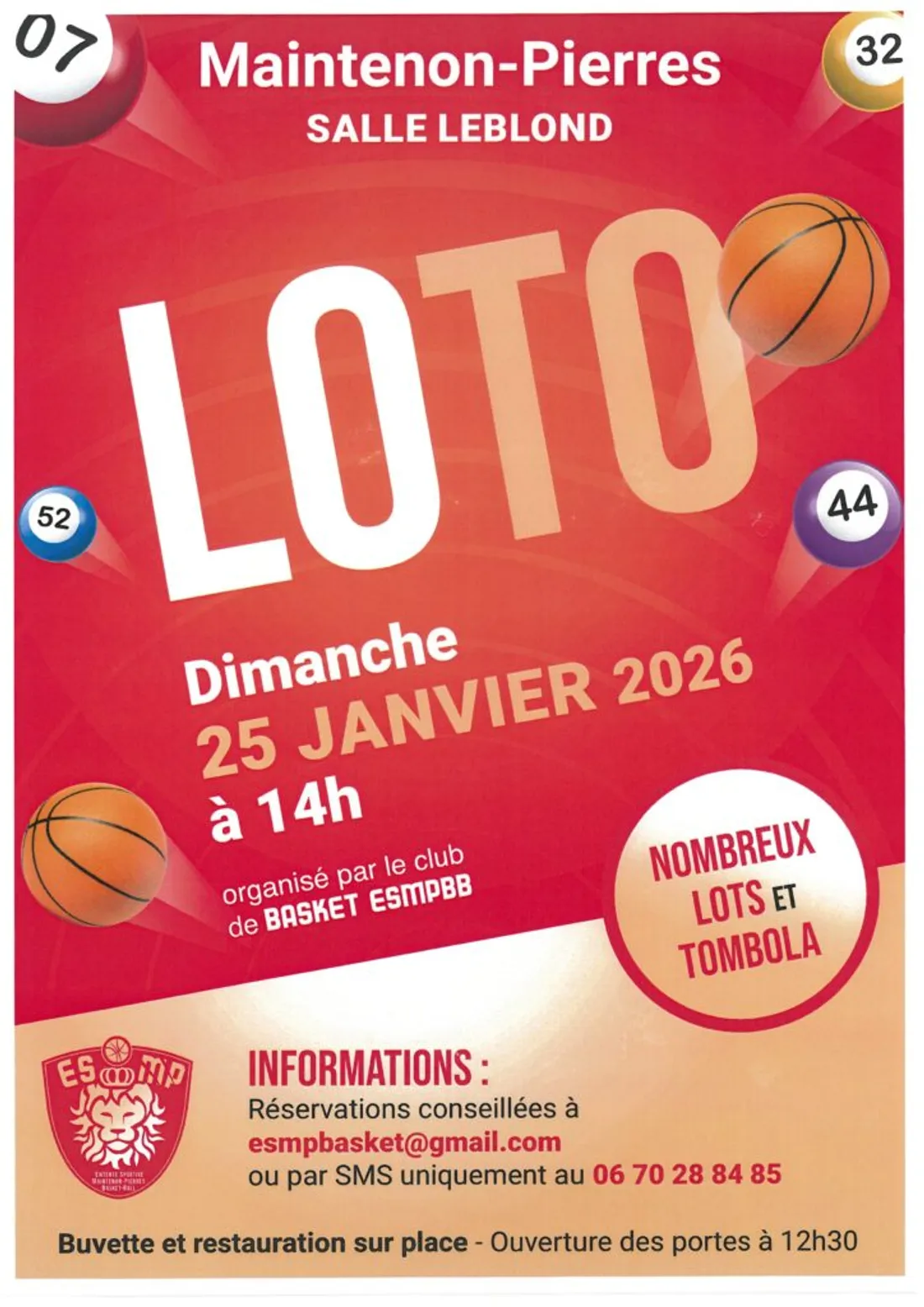 MAINTENON - Loto de l'ESMP Basket