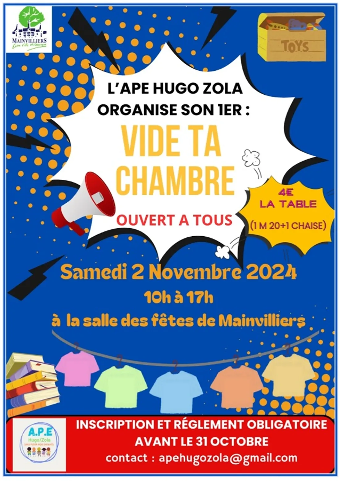 MAINVILLIERS - Vide ta chambre de l'APE Hugo Zola