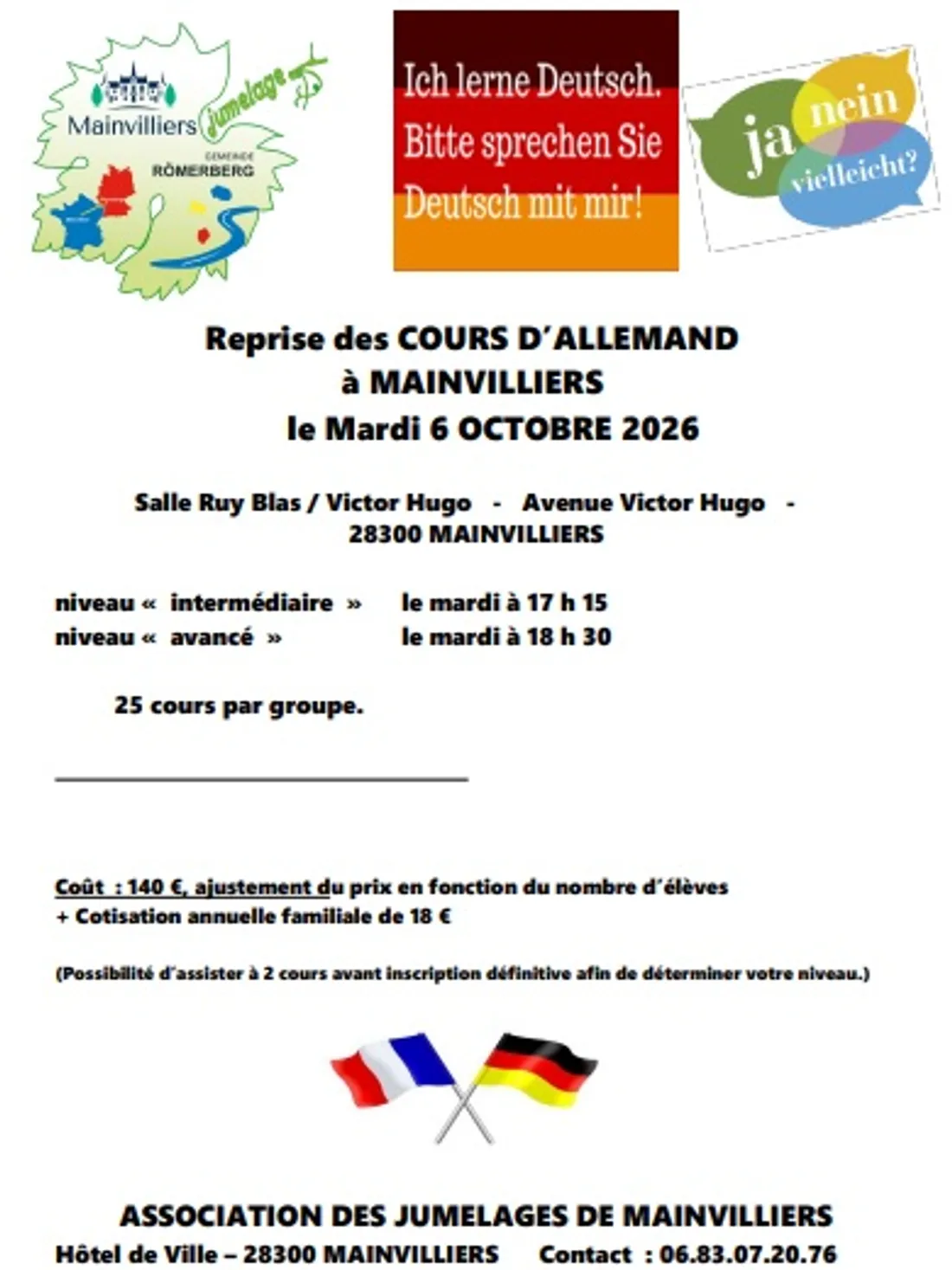 MAINVILLIERS - Reprise des cours d'allemand