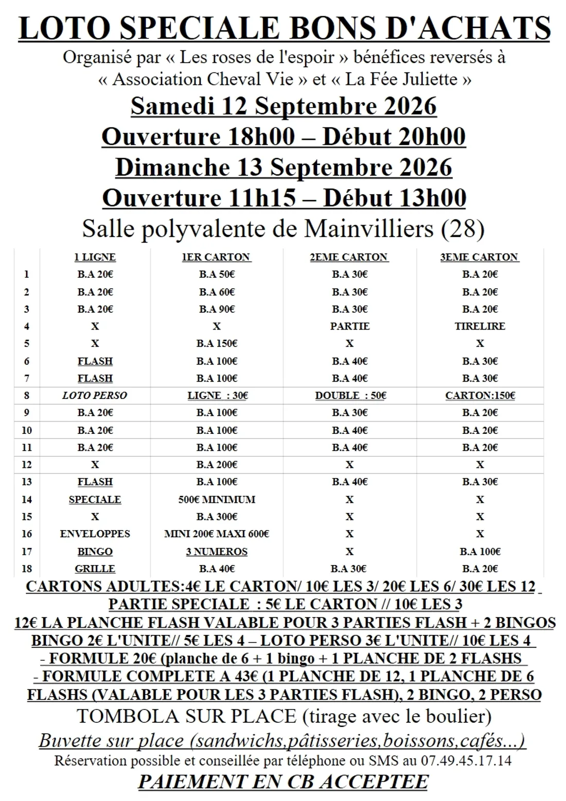 MAINVILLIERS - Loto des Roses de l'Espoir