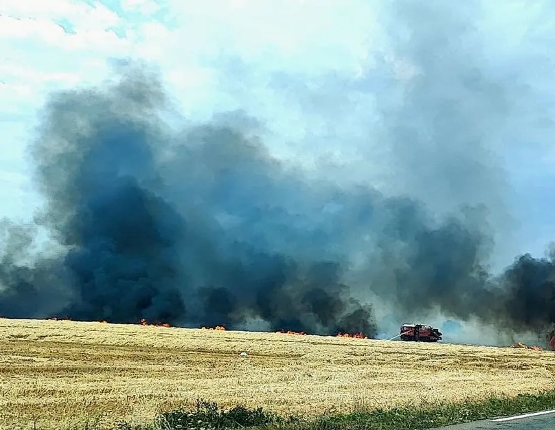 Incendie champs à Mainvilliers le 13 juillet.