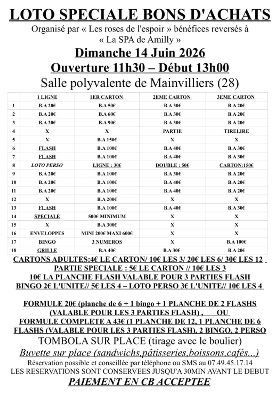 MAINVILLIERS - Loto des Roses de l'Espoir