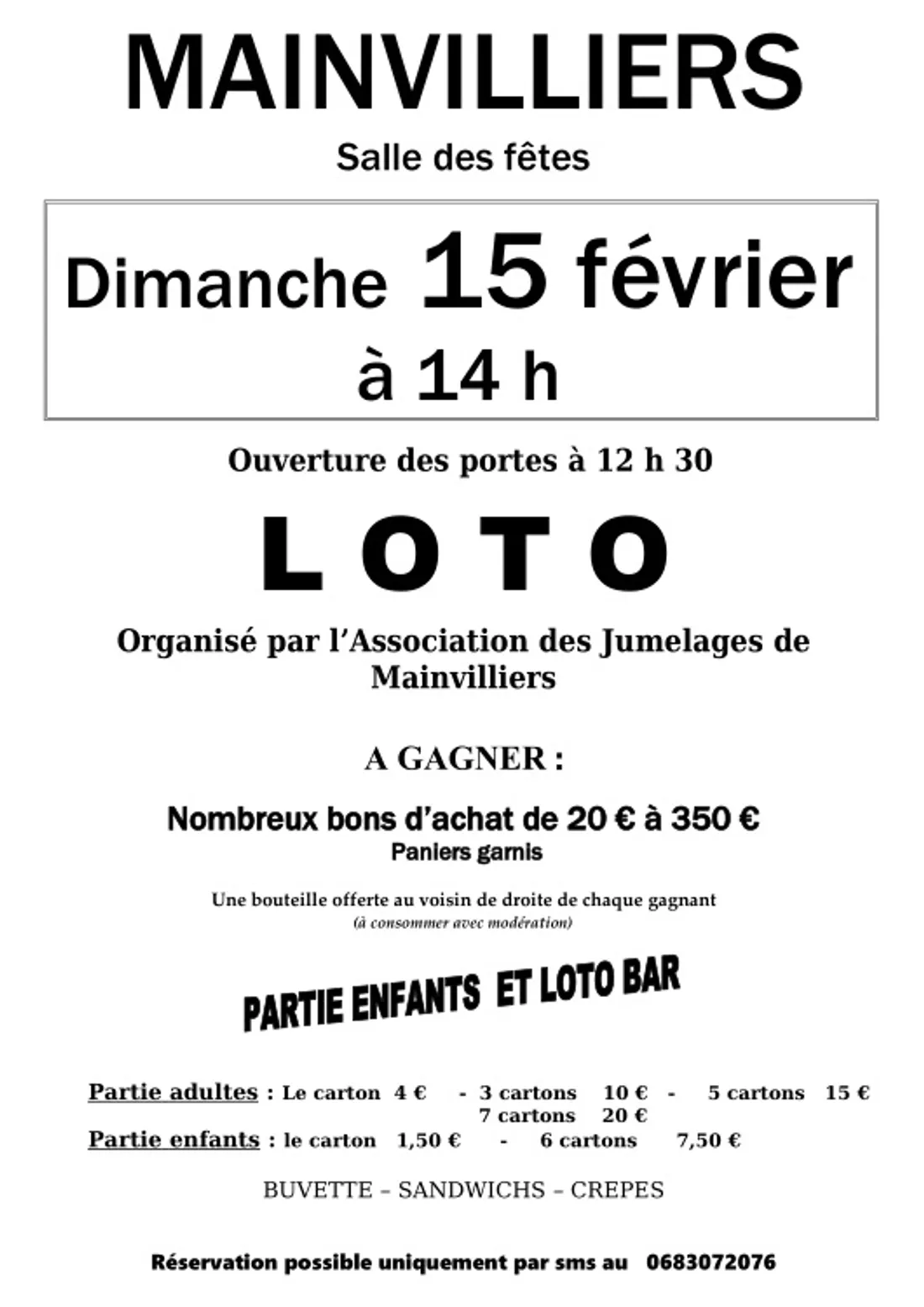 MAINVILLIERS - Loto de l'Association des Jumelages