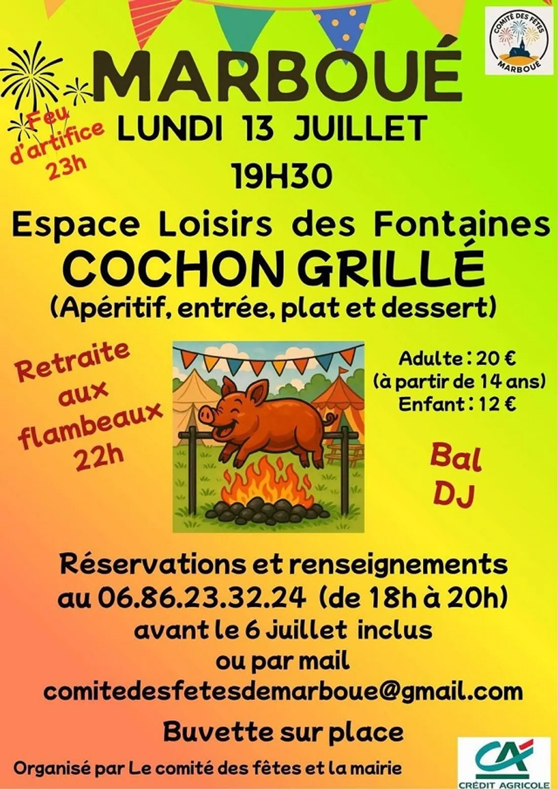 MARBOUÉ - Fête Nationale : Cochon grillé, bal, Feu d'artifice