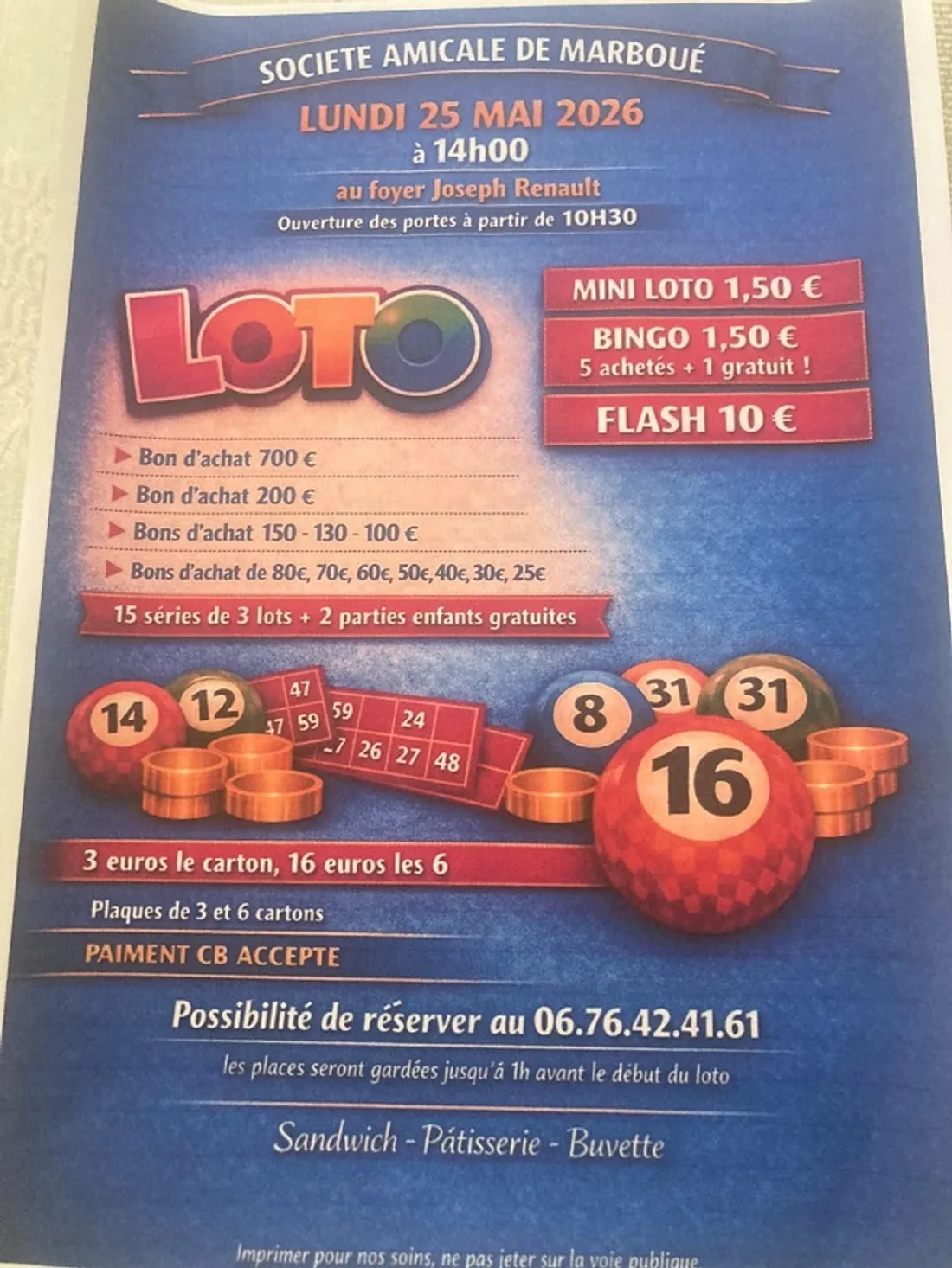 MARBOUÉ - Loto de la Société Amicale de Marboué