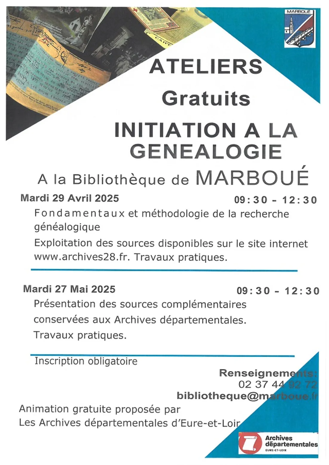 MARBOUÉ - Atelier : Initiation à la généalogie