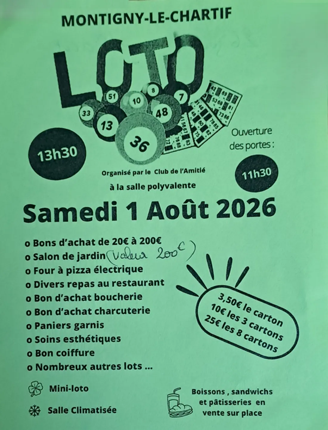 MONTIGNY-LE-CHARTIF - Loto du club de l'Amitié