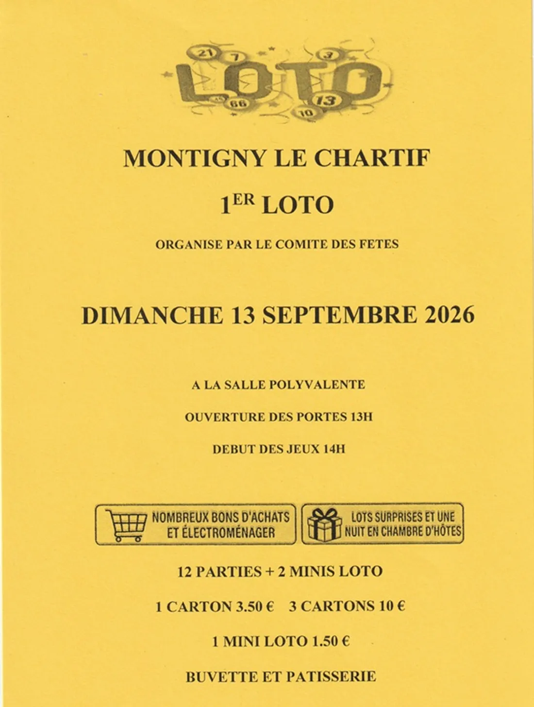 MONTIGNY-LE-CHARTIF - Loto du comité des fêtes