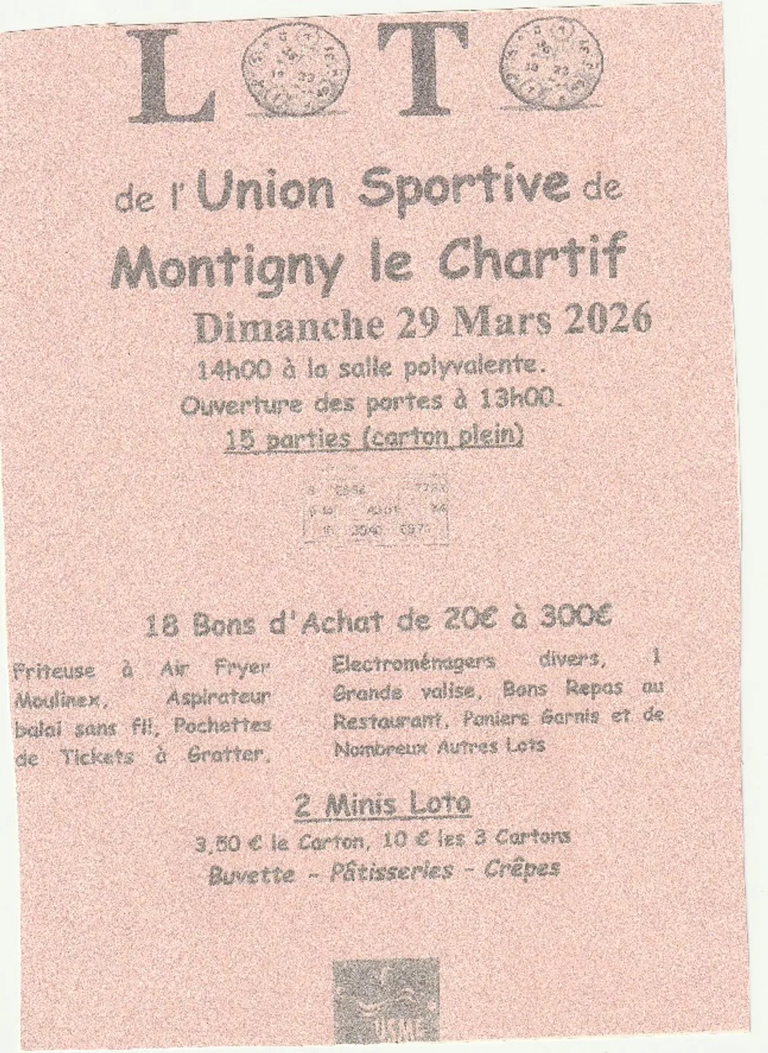 MONTIGNY-LE-CHARTIF - Loto de l'Union Sportive